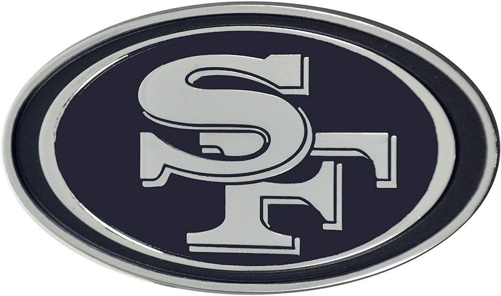 San Francisco 49ers Premium Solid Metal Raised Auto Emblem, Shape Cut, Adhesive Backing